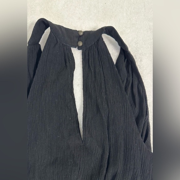 Anthropologie Viscose Blend Black Halter Wide Leg Neutral Jumpsuit - Picture 12 of 16